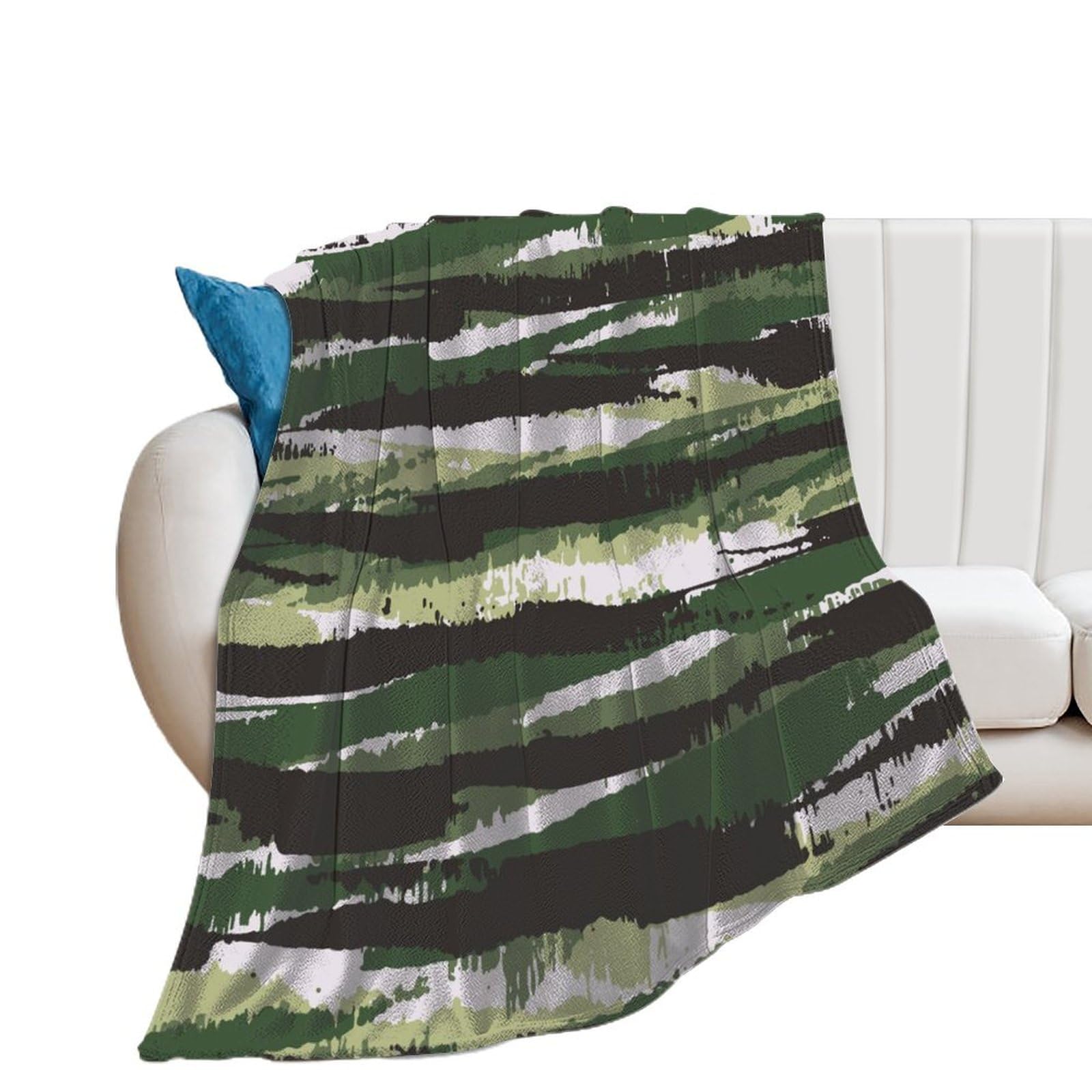 Couverture en flanelle camouflage plaid polaire chaud 100x130 cm pour lit et canapé
