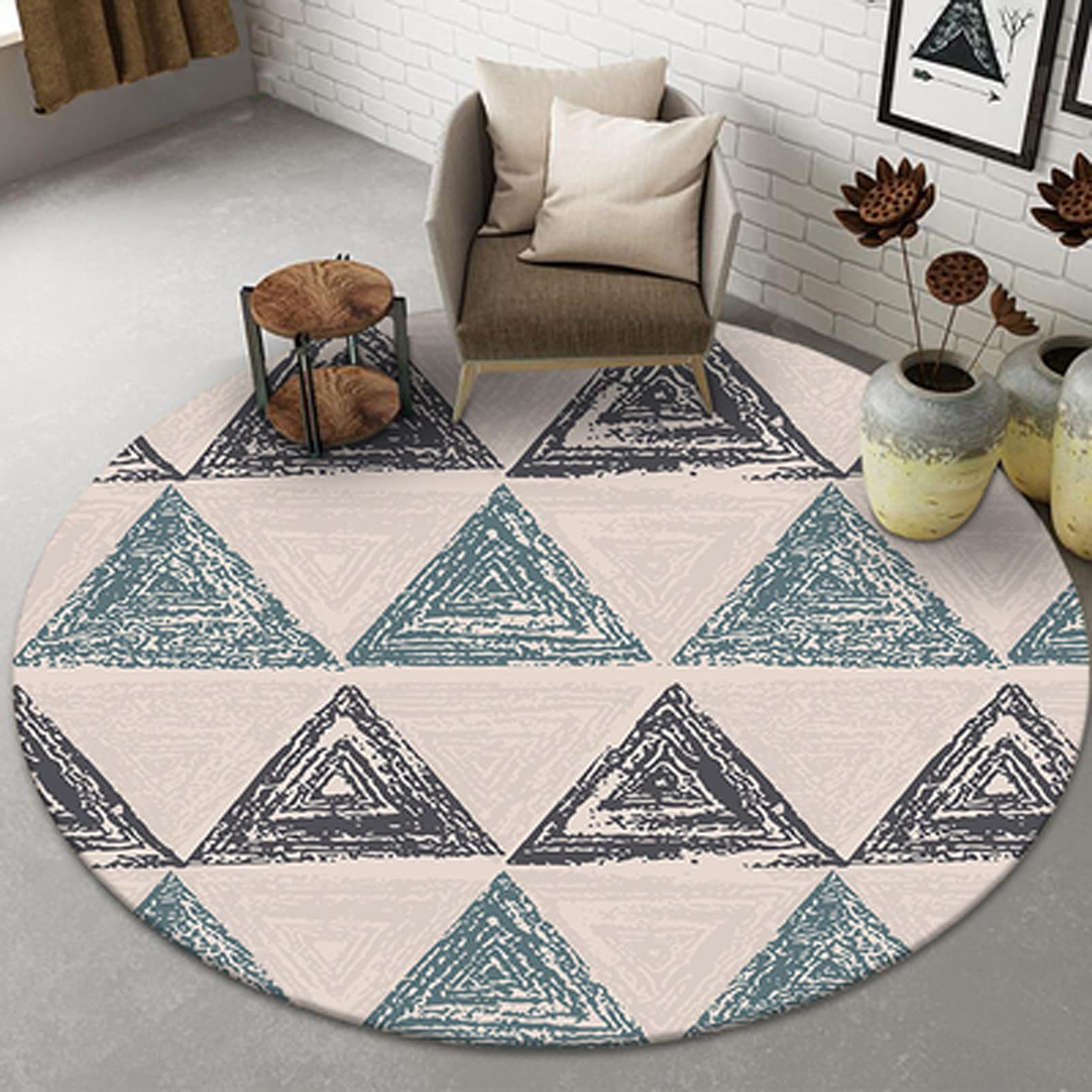 Modern Round Rugs 80cm 100cm 120cm 140cm 160cm 180cm 200cm Circular Carpet for Living Room Bedroom Large Small Computer Chair Mats Washable Non-Slip Floor Mats (Size : Diameter 3.3ft)