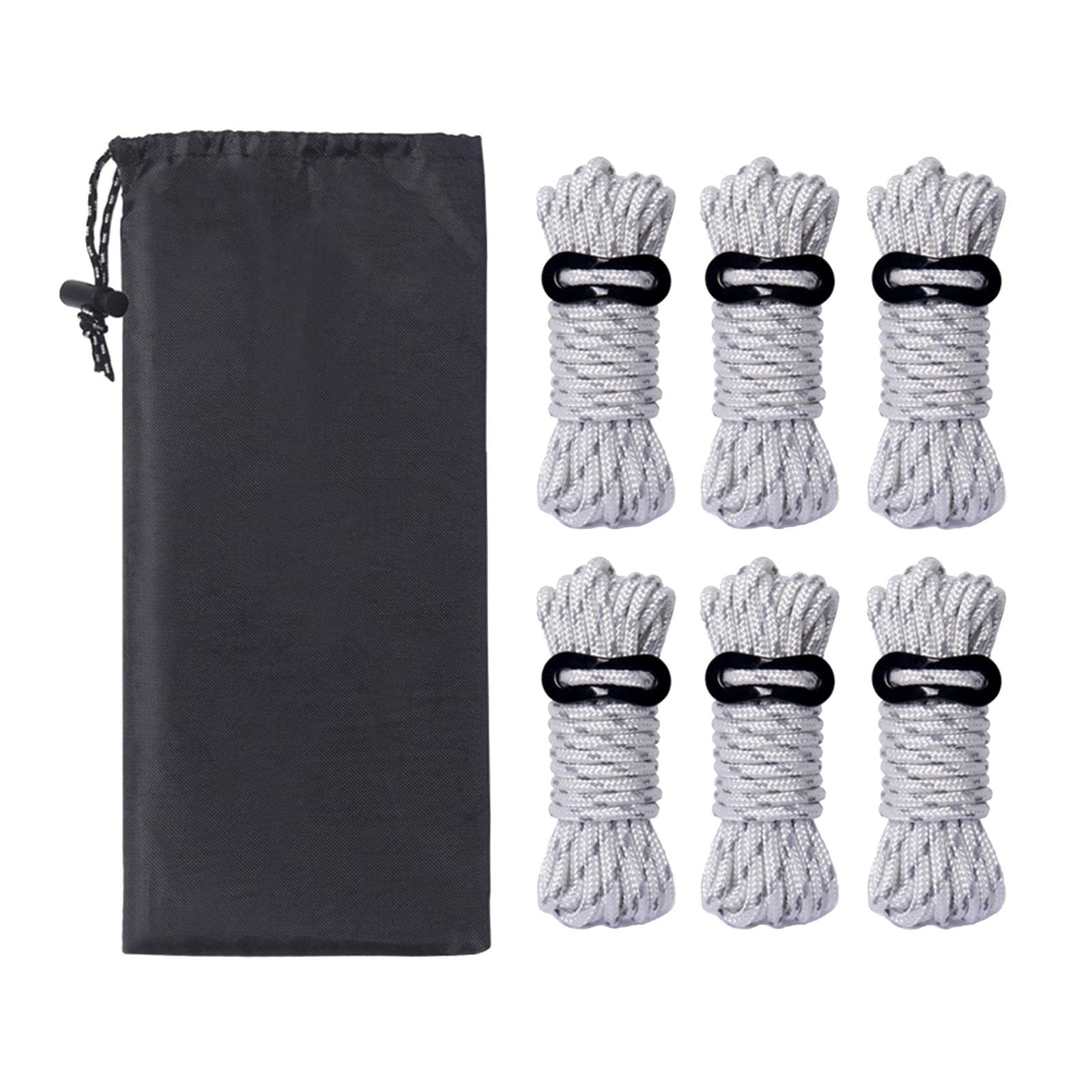 6Pcs Guy Rope Reflective Cord Lines With Runners Tent Outdoor Camping White Outdoor Sports | Camping & Hiking | Tents & Canopies | Tent & Canopy Accessories-image-6