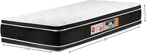Colchão Castor Solteiro Espuma Black White D33 88x188x27