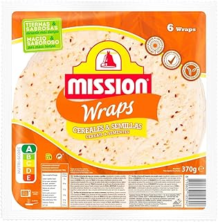 MISSION Weizentortillas mit Leinsamen speziell für Wraps 370 g Packung mit 3