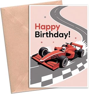 Formula One Racing Happy Birthday Day Card - Funny Car Birthday Cards Gift For Formula 1 Racing Fan - Race Car B-Day Card For Him Husband - Hilarious Motorsport Cards Gift Friends