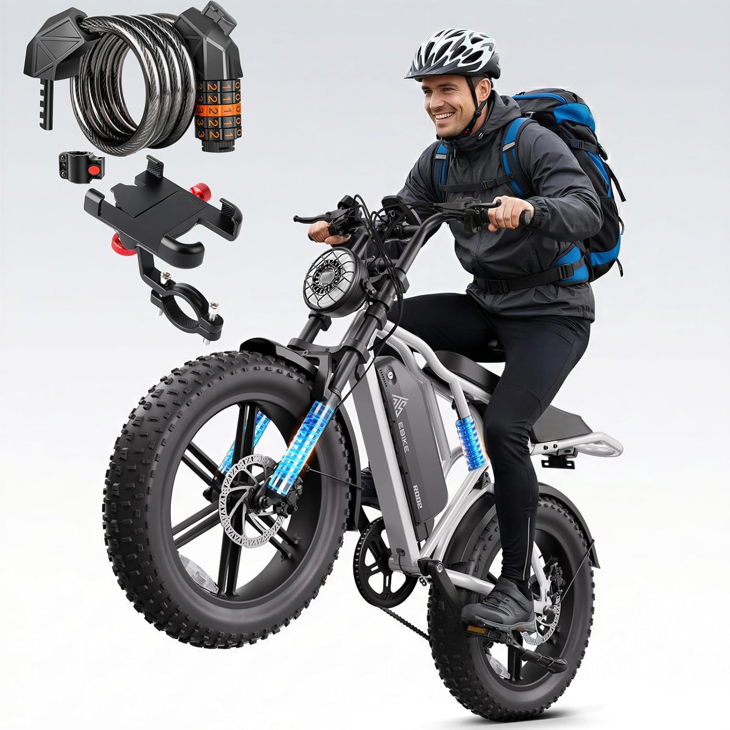 TST Electric Bike for Adults, 1500W Peak Motor, 28 MPH, 20" x 4.0" Fat Tire E-Bike, 48V 15Ah Removable Battery, Dual Hydraulic Disc Brakes, Dual Suspension, LCD & APP Control, Ebike with Holder