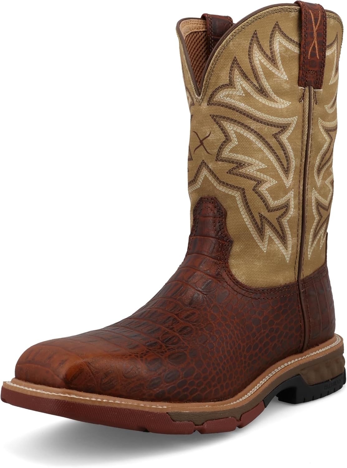 Twisted X Men's 11" Western Work Boot, Square Toe with CellStretch, Copper Brown & Multi, 10 EE
