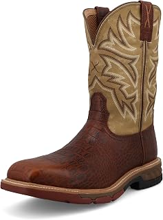 Men's 12" Alloy Toe Waterproof Western Work Boot – Leather, CellStretch Comfort, EH Rated, Slip Resistant