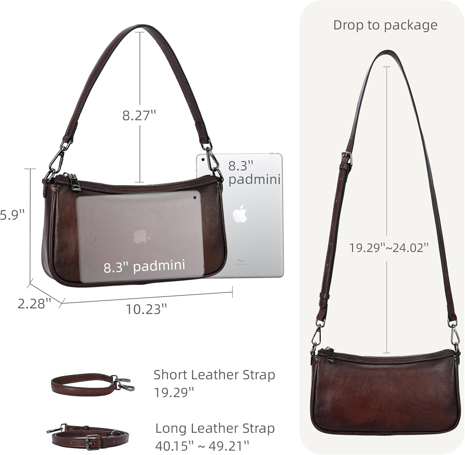 Iswee Leather Crossbody Bags for Women Small Designer Shoulder Bag Hobo Purse Satchel Handbags with Two Straps - Image 5