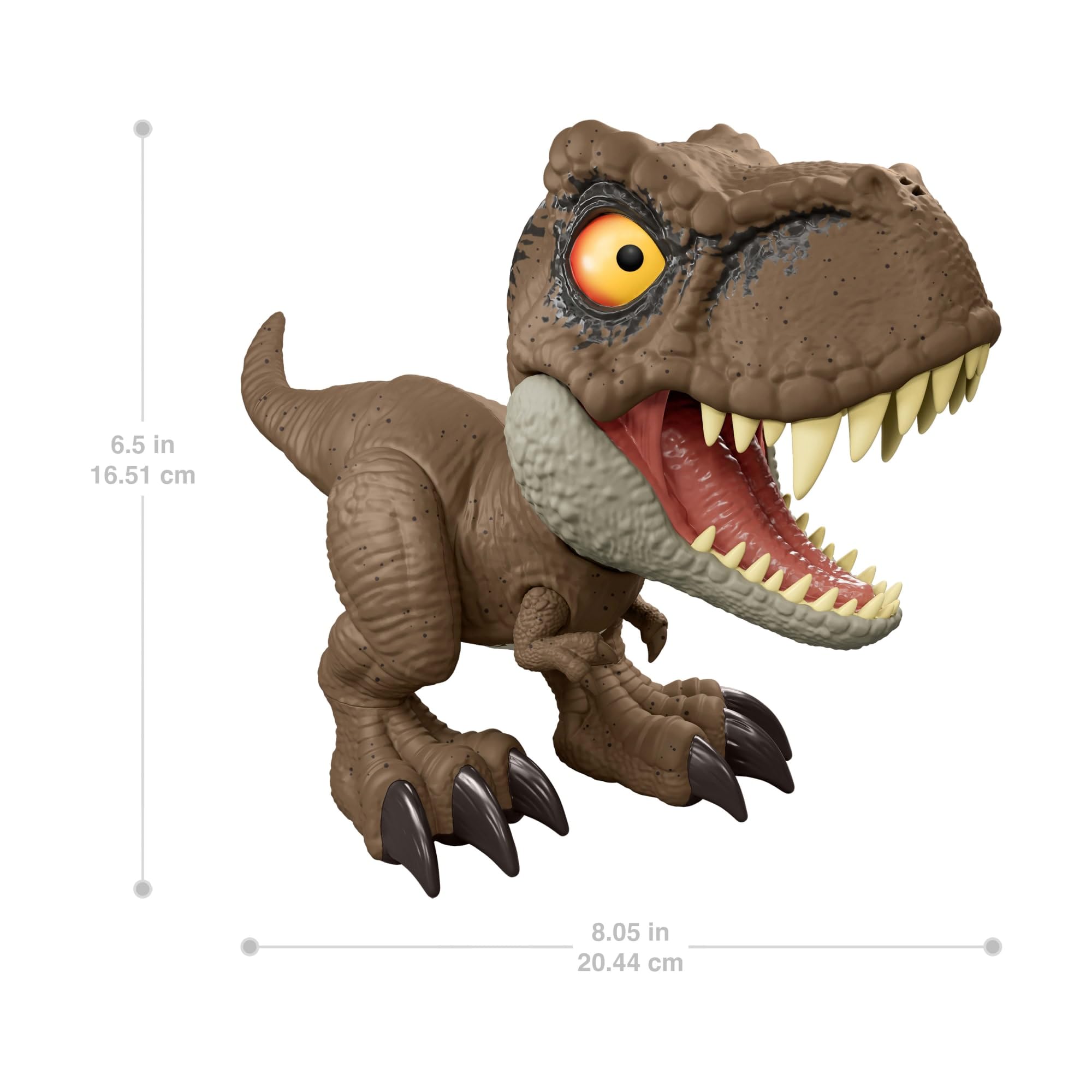 Mattel Jurassic World - T-Rex Roar Command, dinosauro parlante con attacco e ruggito attivabili dalla coda, registra la tua voce nella lingua dei dinosauri, giocattolo per bambini, 4+ anni, JCW01