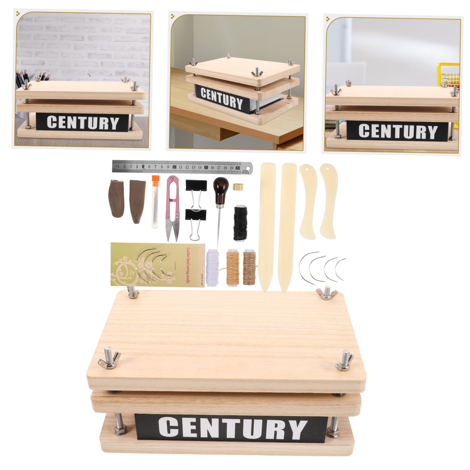 Operitacx Buchbindeset Aus Holz Mit Buchpresse Für Papierarbeiten Zum Binden Und Reparieren Von Büchern DIY-Werkzeug Für Anfänger Bastelset Für Scrapbooking