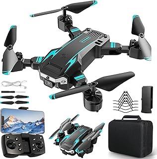 Drohne mit Dual-HD-Kamera für Anfänger, Faltbare Kinderdrohne, 3D-Flips, Ein-Knopf-Start/Landung, Headless-Modus, Höhenhaltung, Wegpunktflug, für Kinder oder Anfänger, 2 Akkus