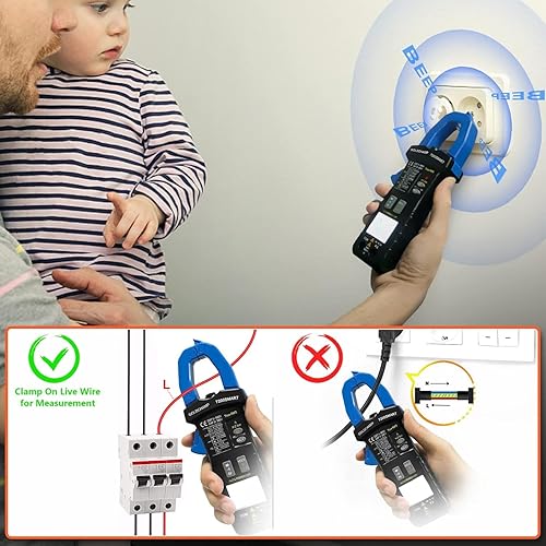 Miniatura 12 de Multímetro de abrazadera digital, True RMS 2000 cuenta con rango automático de voltaje AC/DC y probador de corriente, medidas de resistencia, diodo