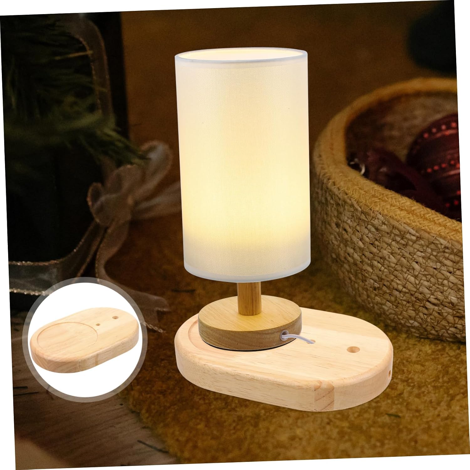 ARTIBETTER Natural Wood Table Lamp Base Unique for Aromatherapy Handmade Decorative Base for Bedroom and Living Room Stable and Practical Wooden Accessory image 2
