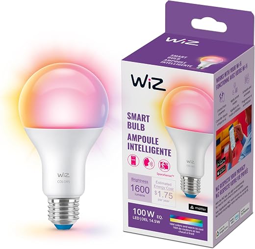 WiZ Connected Color High Lumen 100W A21 Smart 2.4Ghz WiFi Light Bulb, 16 Million Colors, Compatible with Alexa, Apple Home...