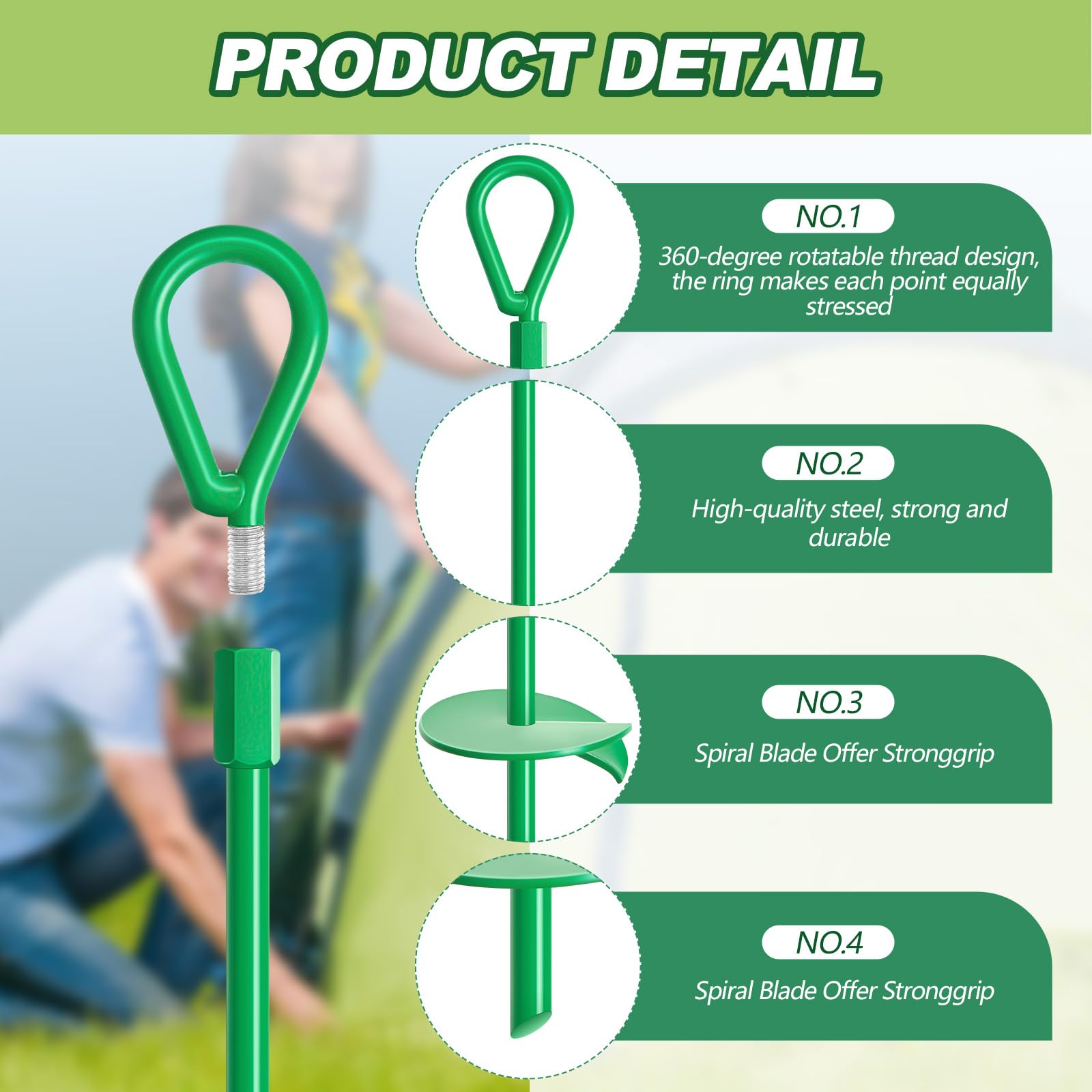 Therwen 24 Pcs 15" Ground Anchors Screw in Heavy Duty Earth Anchors