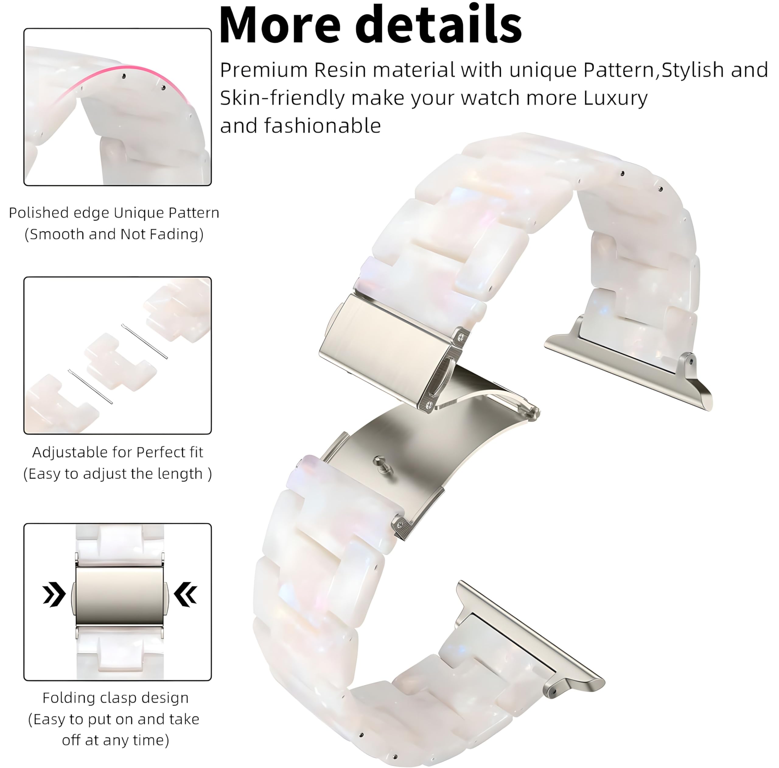 Cinturino Leggero in Resina Compatibile con Apple Watch Cinturini 38mm 40mm 41mm 42mm 44mm 45mm 46mm 49mm, Fibbia in Acciaio Inossidabile Cinturino per iWatch Ultra SE Serie 10 9 8 7 6 5 4 3 2 1