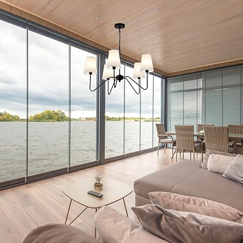 Miniatura 9 de Candelabro para comedor, moderna lámpara colgante sobre mesa con pantalla blanca, iluminación clásica colgante de techo para sala de estar, pasillo,