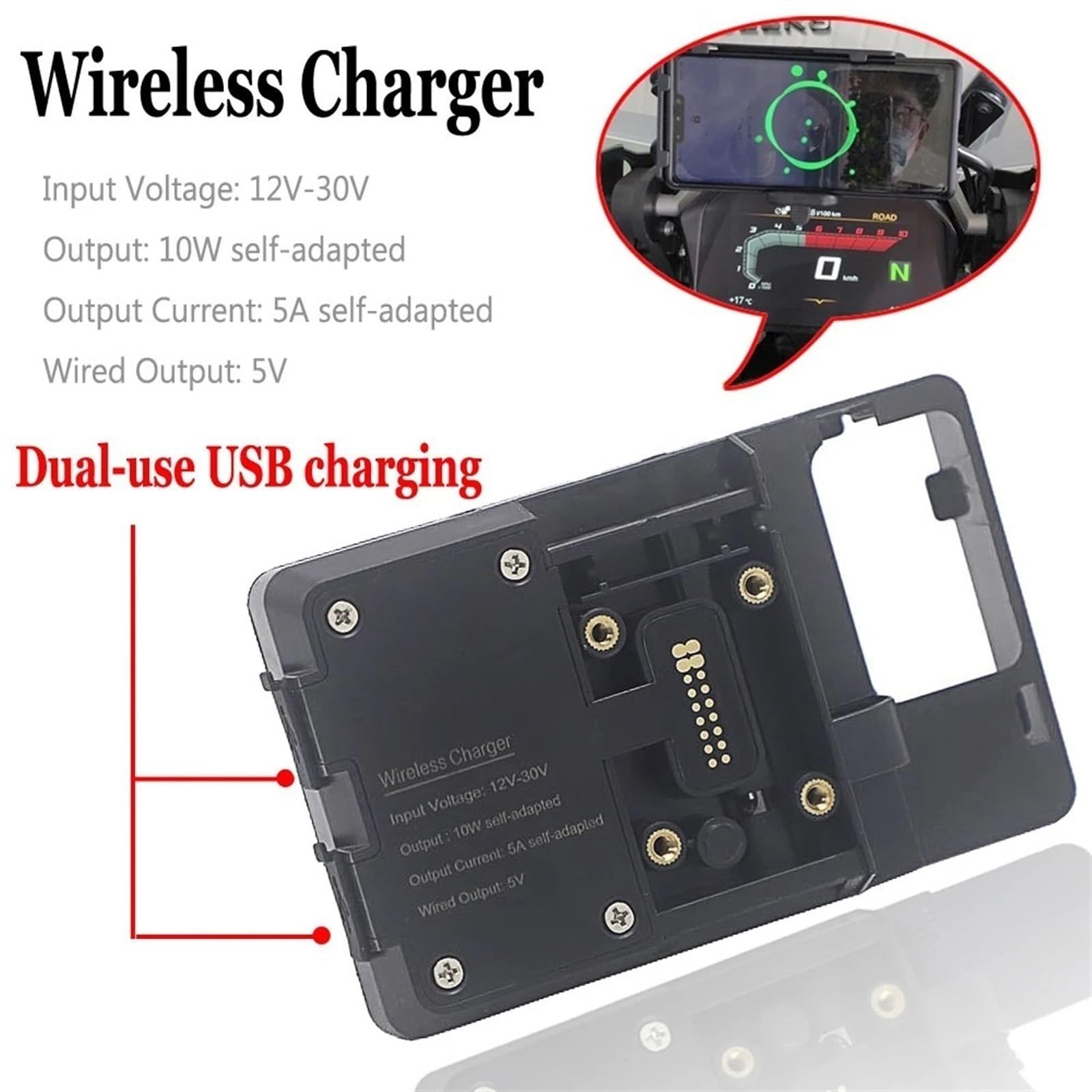 Support Guidonavec Avec Pour BMW R1200GS LC Et Pour Support Navigation Aventure R1250GS S1000XR R1200RS Chargeur USB Moto Support Téléphone Portable Support Support Support Telephone Velo(Wireless 16m