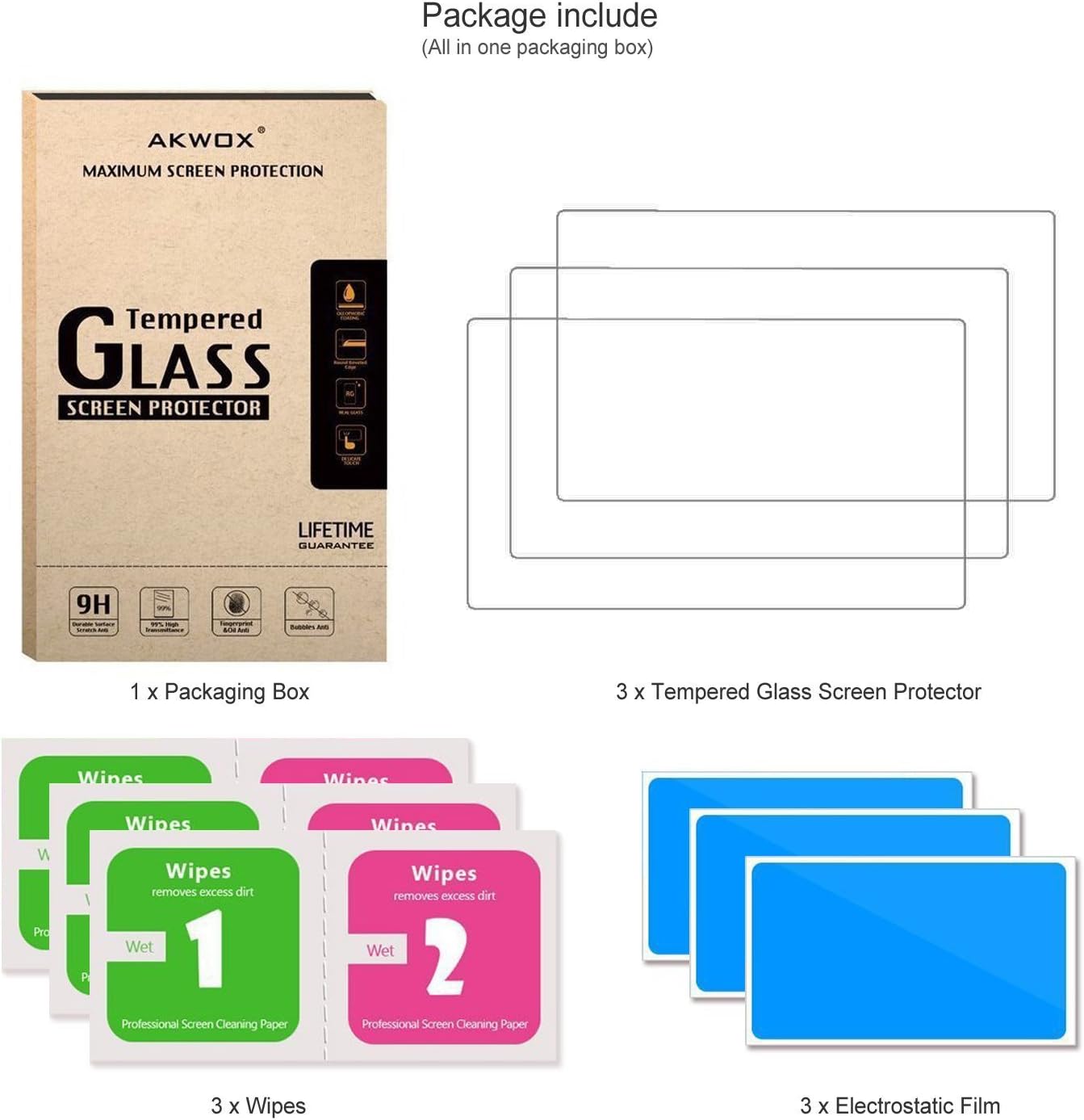 (3-Pack) Screen Protector for Sony DSLR Alpha Nex-7 NEX-6 NEX-5 A6000 A6300 A5000 Camera, Akwox Anti-scrach Tempered Glass 9H Cover