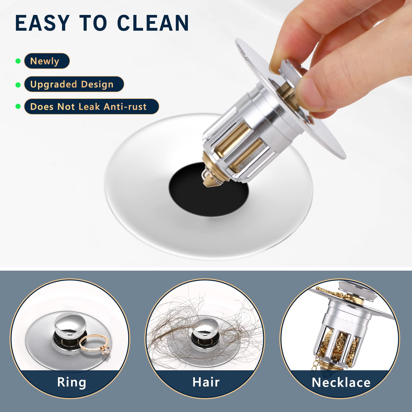 Tapón Para Fregadero De Baño, Tapón Para Lavabo, Filtro De Drenaje Con Núcleo De Rebote Emergente, Recogedor De Pelo Para Bañera, Colador Para Fregadero, Accorios De Baño - AliExprs