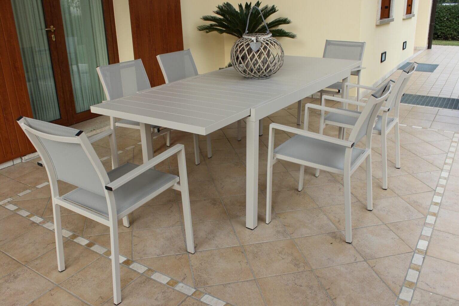 Tavolo Rettangolare Allungabile in Alluminio Tortora 200/300 X 100 da Esterno Giardino, per Ristorante Agriturismo Albergo Hotel