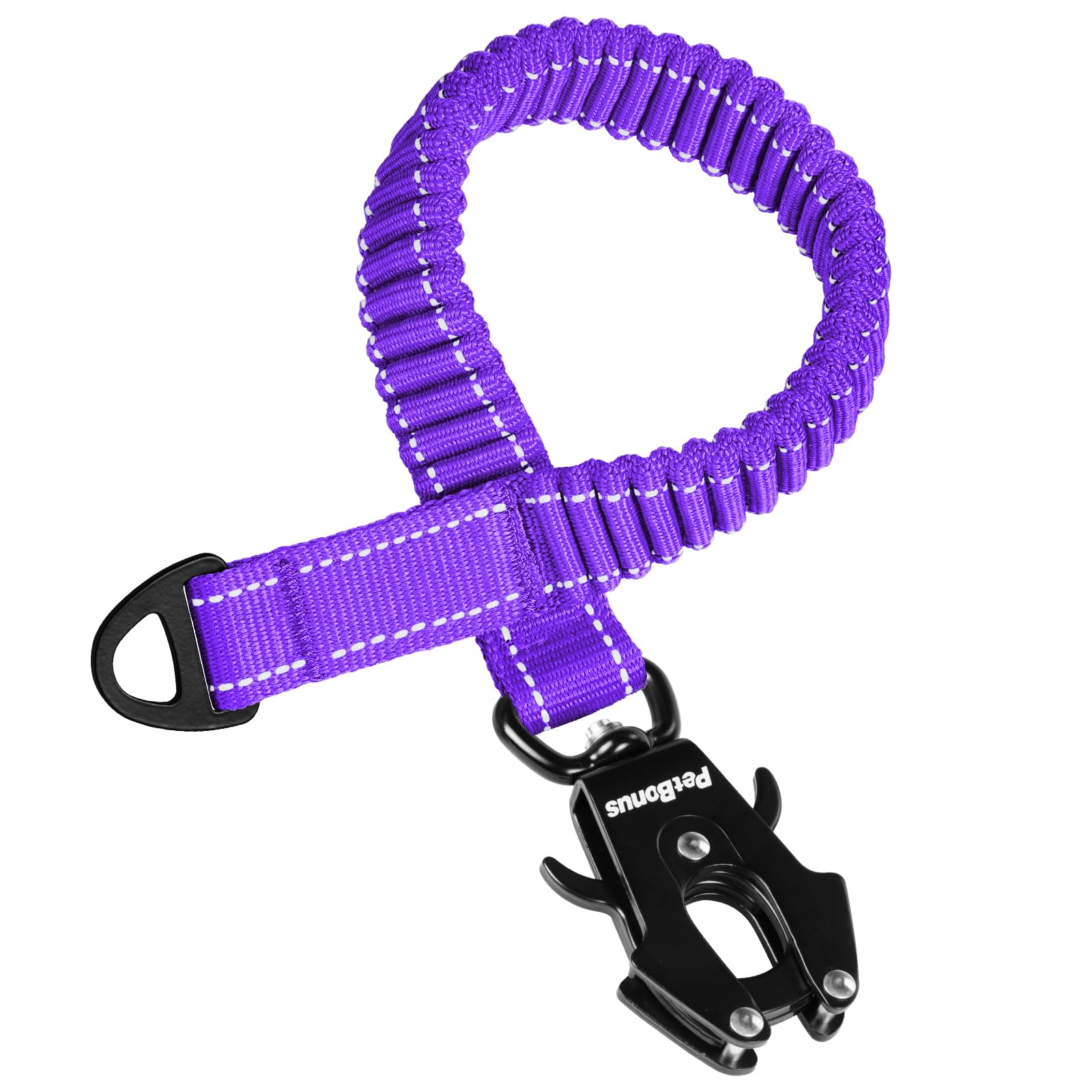 PetBonus Bungee Dog Lead Extension, 45 cm Shock Absorbing Lead Extender, Heavy Duty Medium Large dog Lead Attachment, Reflective Nylon Leash Extender for Walking, Running, Biking (Purple)