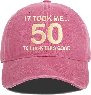 50th Birthday Hat for Men Women, 50 Year Old Birthday Gifts, Adjustable Washed Cotton Embroidered Baseball Cap