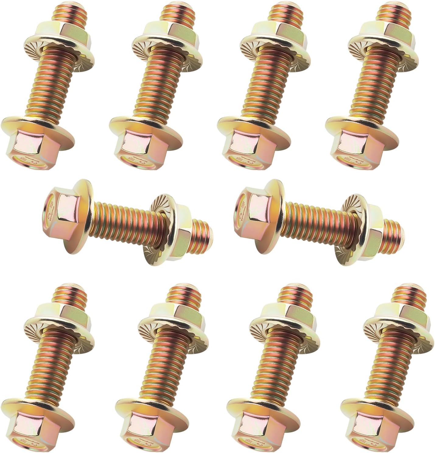 10 PCS M8 x 1.25 Exhaust Manifold Bolts, Carbon Steel Exhaust Flange Bolts