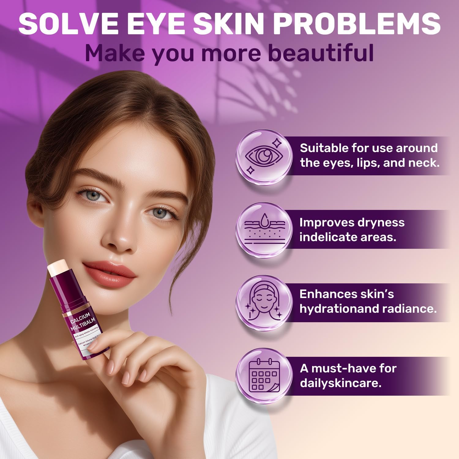 Calcium Multi Balm, Anti-Aging & Firming Korean Skincare Stick, Volumen-Faltenkernstift, Koreanischer Anti-Aging-Kollagen-Feuchtigkeitsstift, für Augen, Hals, Gesicht (C, One Size)