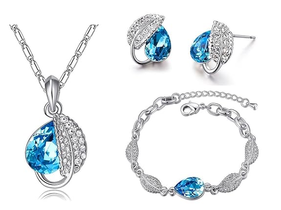 Valentine Gifts : YouBella Valentine Collection Crystal Jewellery Combo of Pendant Set/Necklace Set with Earrings and Bracelet