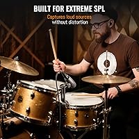 Vista 3 de Phenyx Pro PDM34 - Micrófono de tambor de caja, micrófono dinámico cardioide con abrazadera de micrófono de clip, soporte integral y carcasa