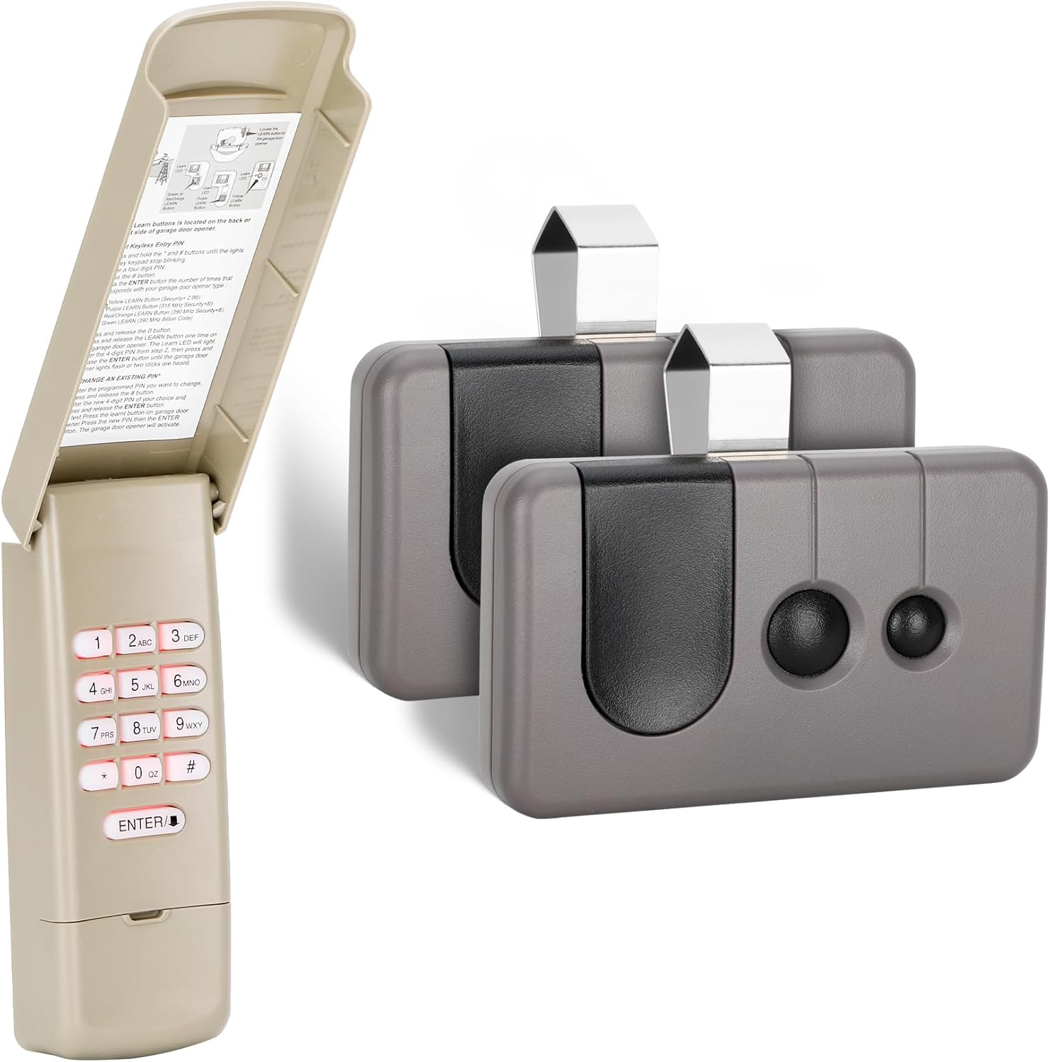 2 for Sears Craftsman Garage Door Remote 139.53753 53753 139.18191 HBW2028 371LM, Work with Purple Learn Button ONLY(2006-2013),1 for Garage Door Opener Keypad,877max G940EV-P2 CMXZDCG440 Universal Purple Button&Keypad