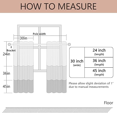 Miniatura 3 de MRTREES Cortinas cortas de lino transparente, con bolsillo para barra, cortinas de cocina con estampado de hojas para sala de estar, dormitorio,