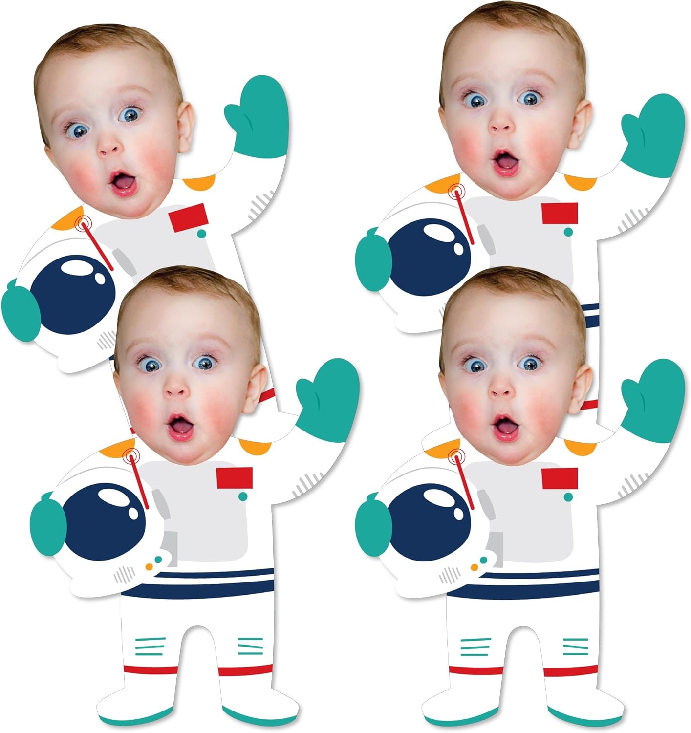 Big Dot of Happiness Custom Photo Blast Off to Outer Space - Fun Face Decorations DIY Party Essentials - Set of 20