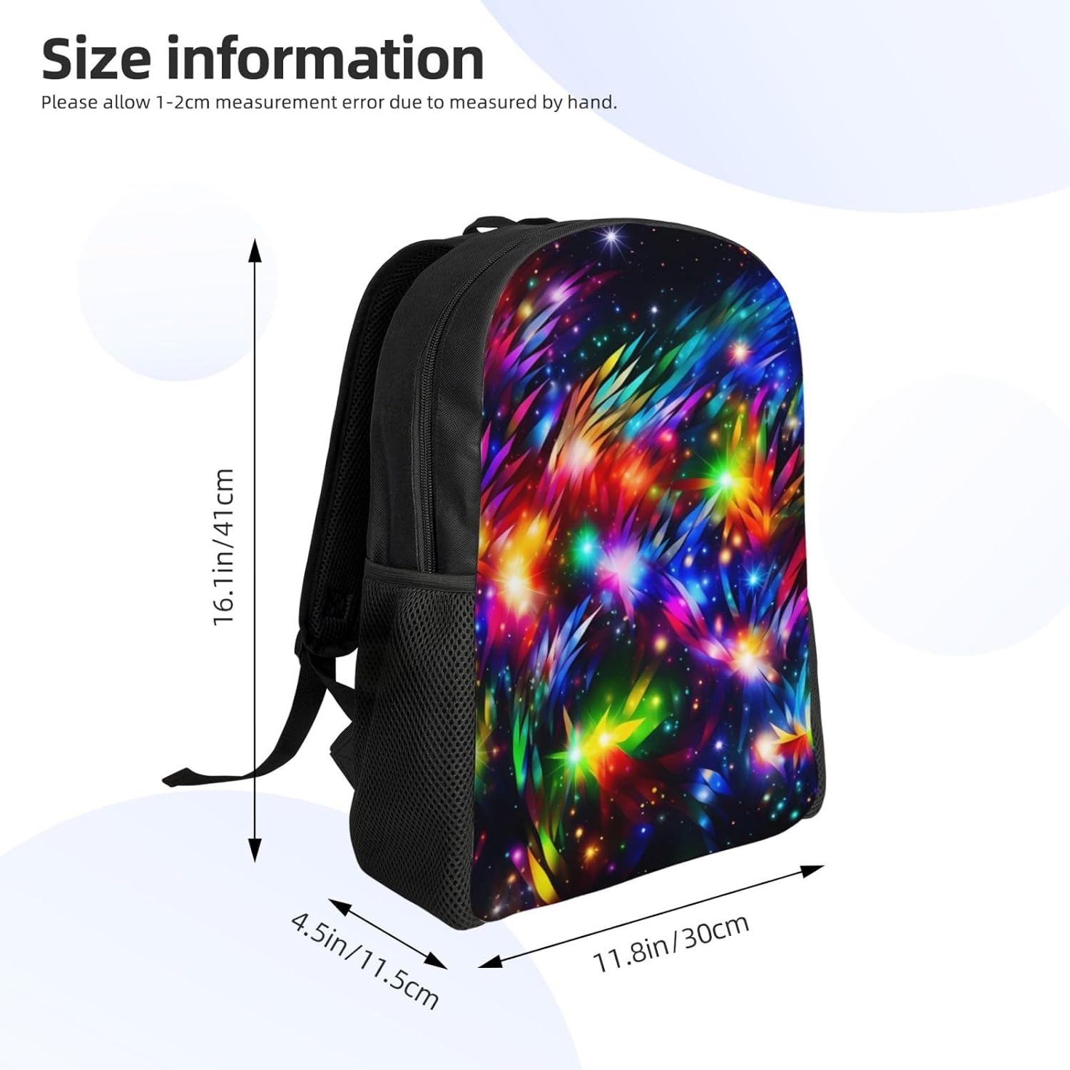 Laptop Backpack for Men Women Lightweight Backpack Bright Beautiful Colorful Art Casual Daypack with Bottle Side Pockets