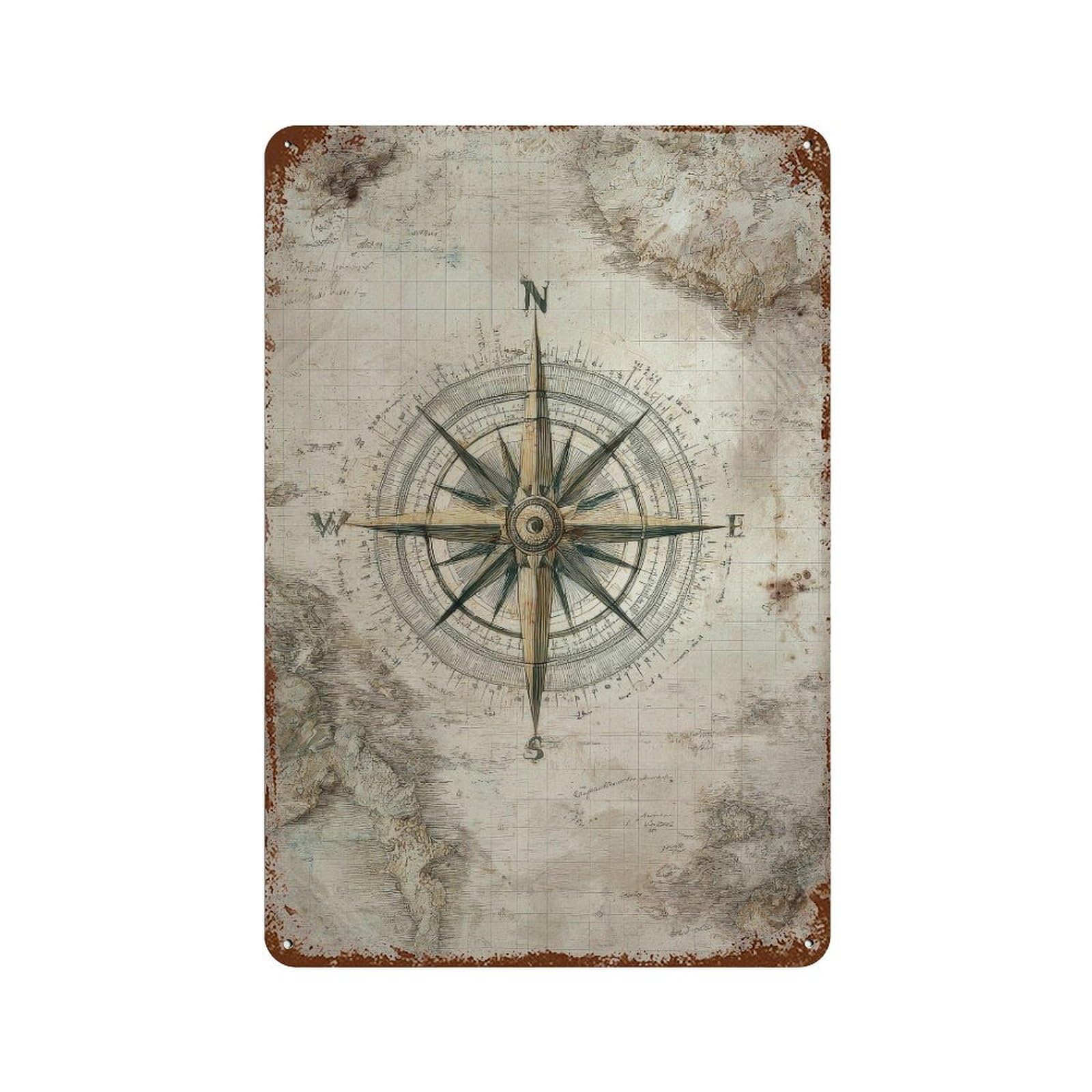 xiaoxiaoshen Nautical Compass. Antique Map Wall Decor Art Metal Tin Poster Modern Home Decor Art Home Bar Shop Decorations Vintage Sign 30x20cm