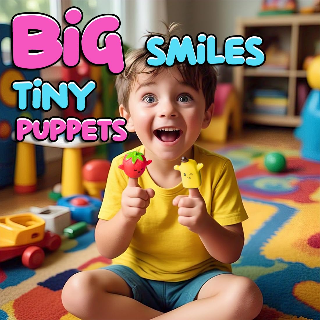 Wembley 5Pc Finger Puppets for Kids| Soft Squishy Toy Set| Easy to Slide Hand Puppets| Set Interactive Storytelling Role Play Fun for Boys, Girls and Toddlers (Fruits & Veggies) 3