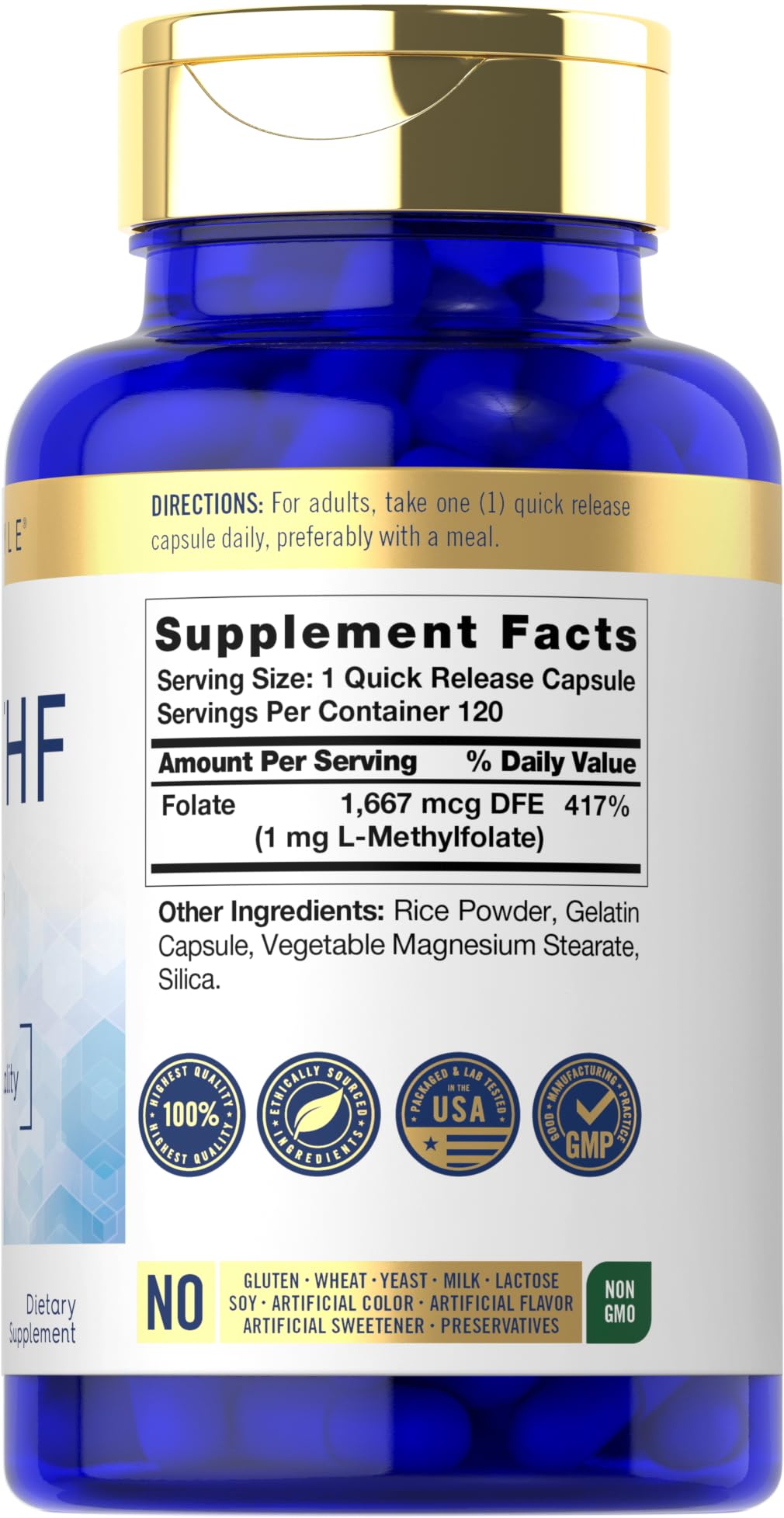 Carlyle 5-MTHF L Methylfolate 1mg | 120 Capsules — Amazon image 2