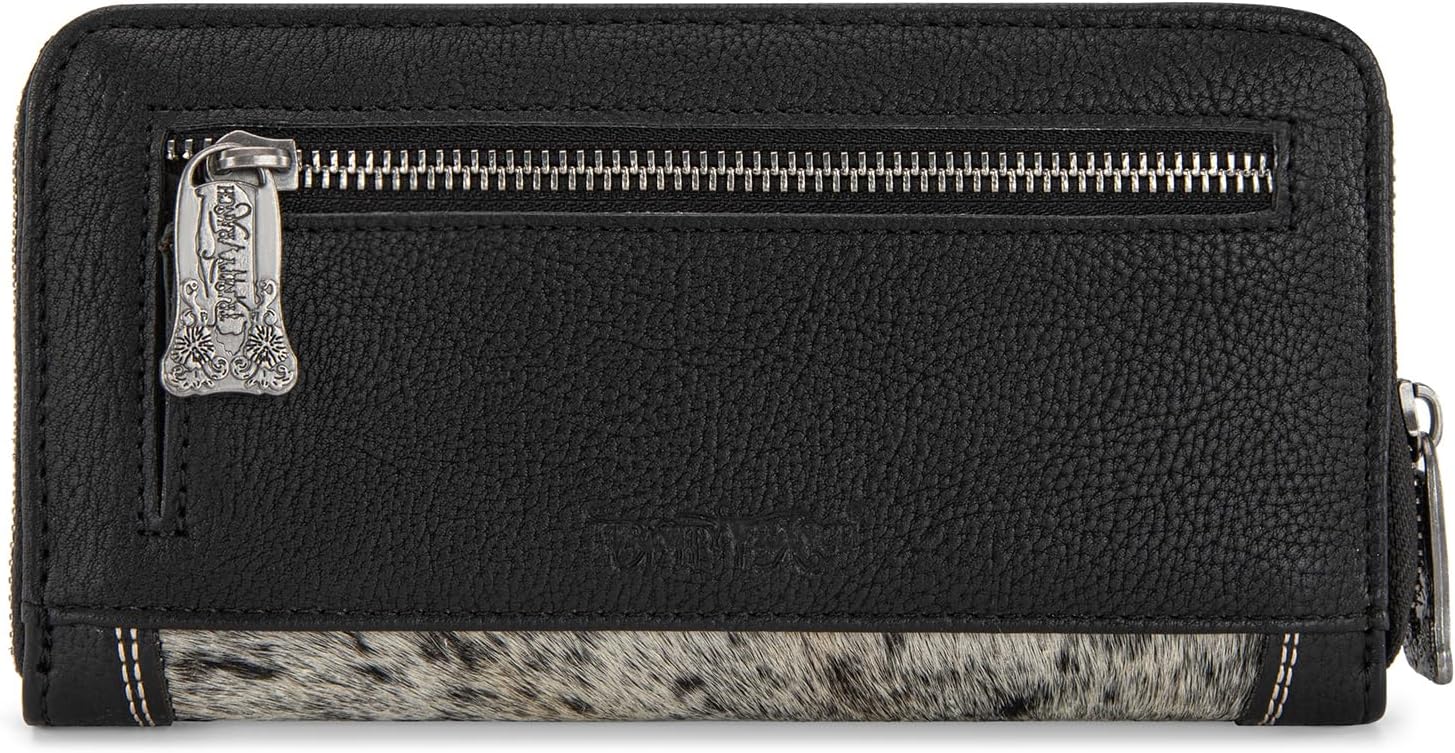 Trinity Ranch Wristlet Wallets for women Hair-On Cowhide RFID Western Purse Cut-out boot stitch