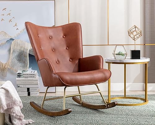 Miniatura 8 de Mecedora moderna para guardería con reposabrazos, silla lateral tapizada copetuda, silla lateral acolchada para lectura, cómoda silla de club, silla