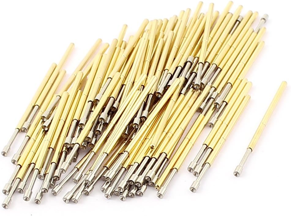 Sourcingmap 100Pcs P100A 1.5mm Dia Concave Tip Spring Loaded Test Probes Pin 33mm
