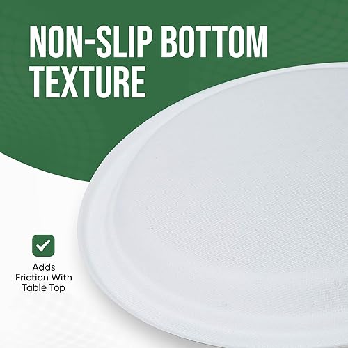Miniatura 6 de Paquete de 100 platos de papel de 9 pulgadas, vajilla 100% compostable, platos desechables resistentes a fugas y grasa para fiestas, microondas,