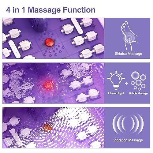 Miniatura 9 de Masajeador de baño de pies con calor 2025 actualizado, vibración, control de temperatura, chorros, burbujas y sal de Epsom, bañera de baño de pies