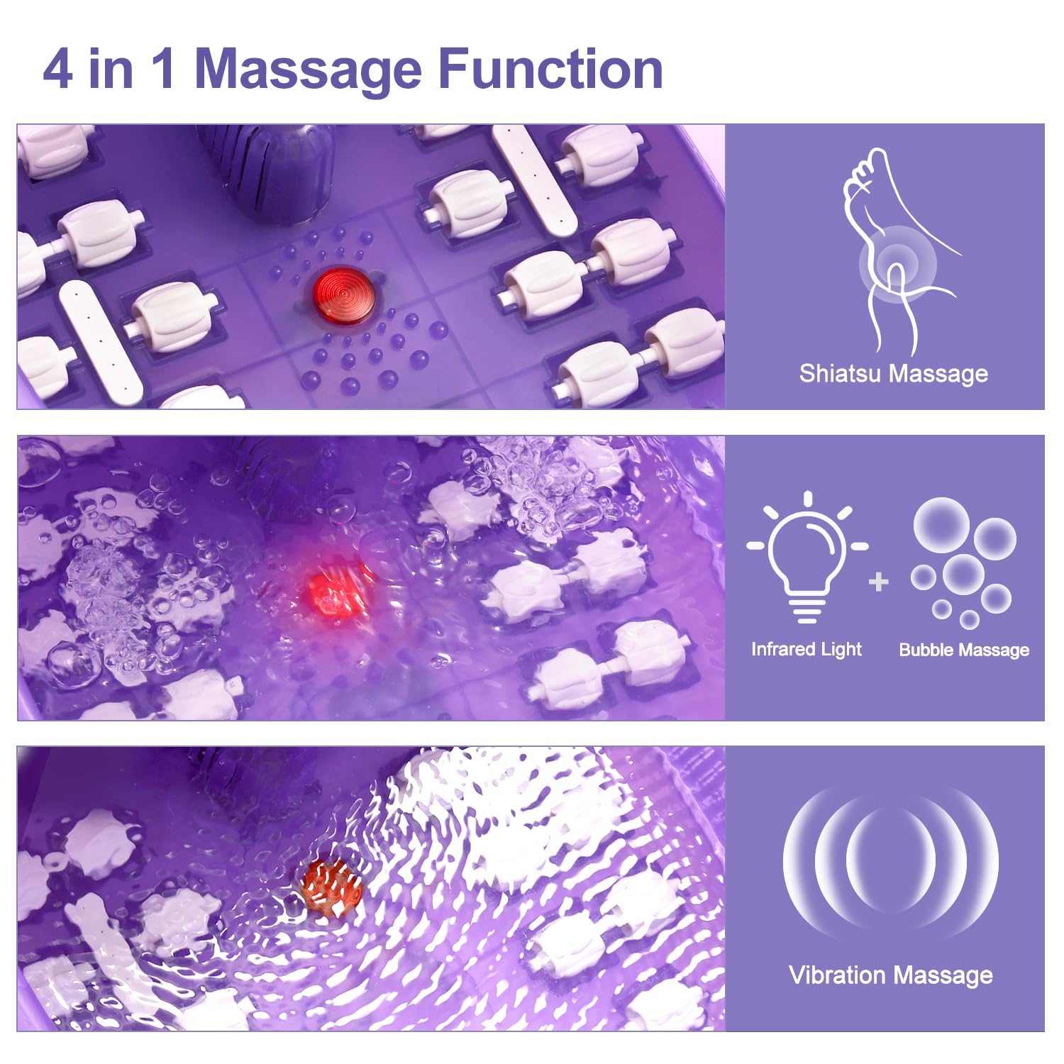 ECARBME Heated Foot Spa Bath Massager with Bubbles and Massage Rollers