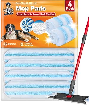 Mop Pads Compatible with OCedar for H2prO Flat Mop System Washable Reusable Microfiber Mops Head Replacements Pad for Floor Cleaning 4 Pack Blue
