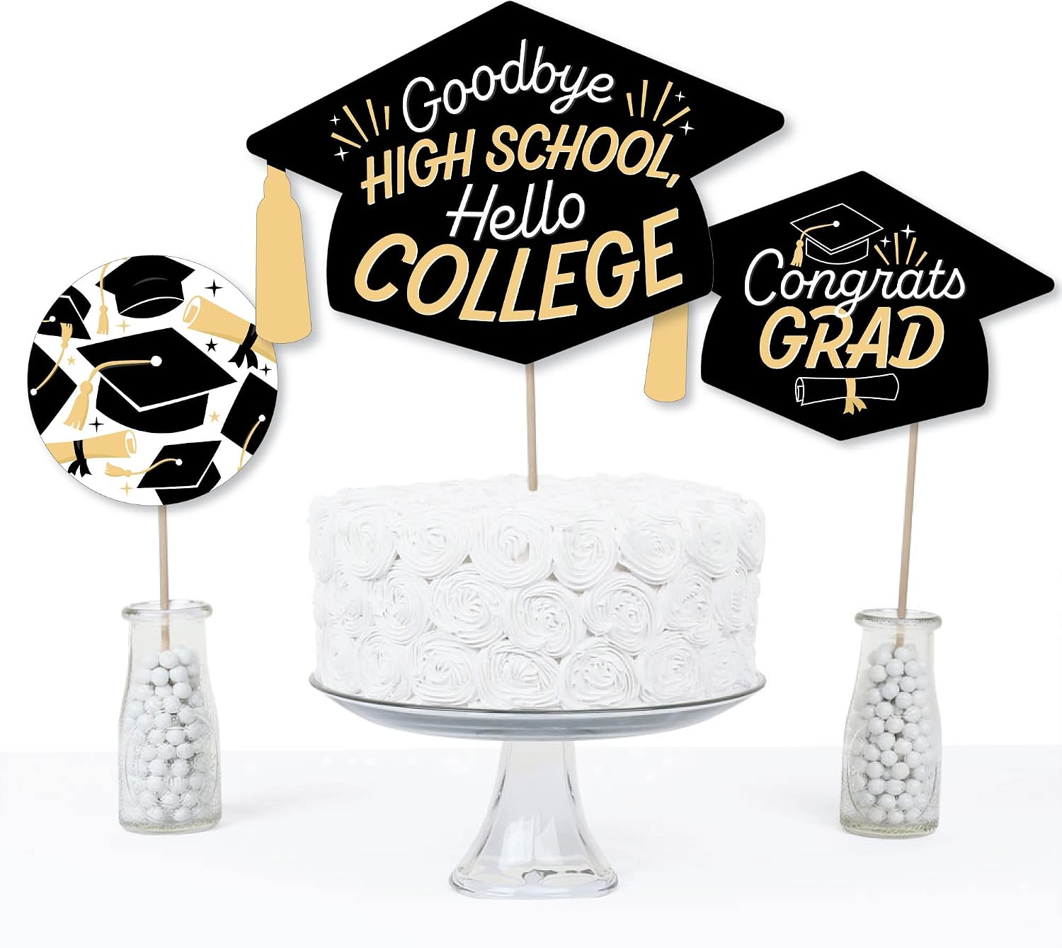 Big Dot of Happiness Hello College - Graduation Party Centerpiece Sticks - Table Toppers - Set of 15