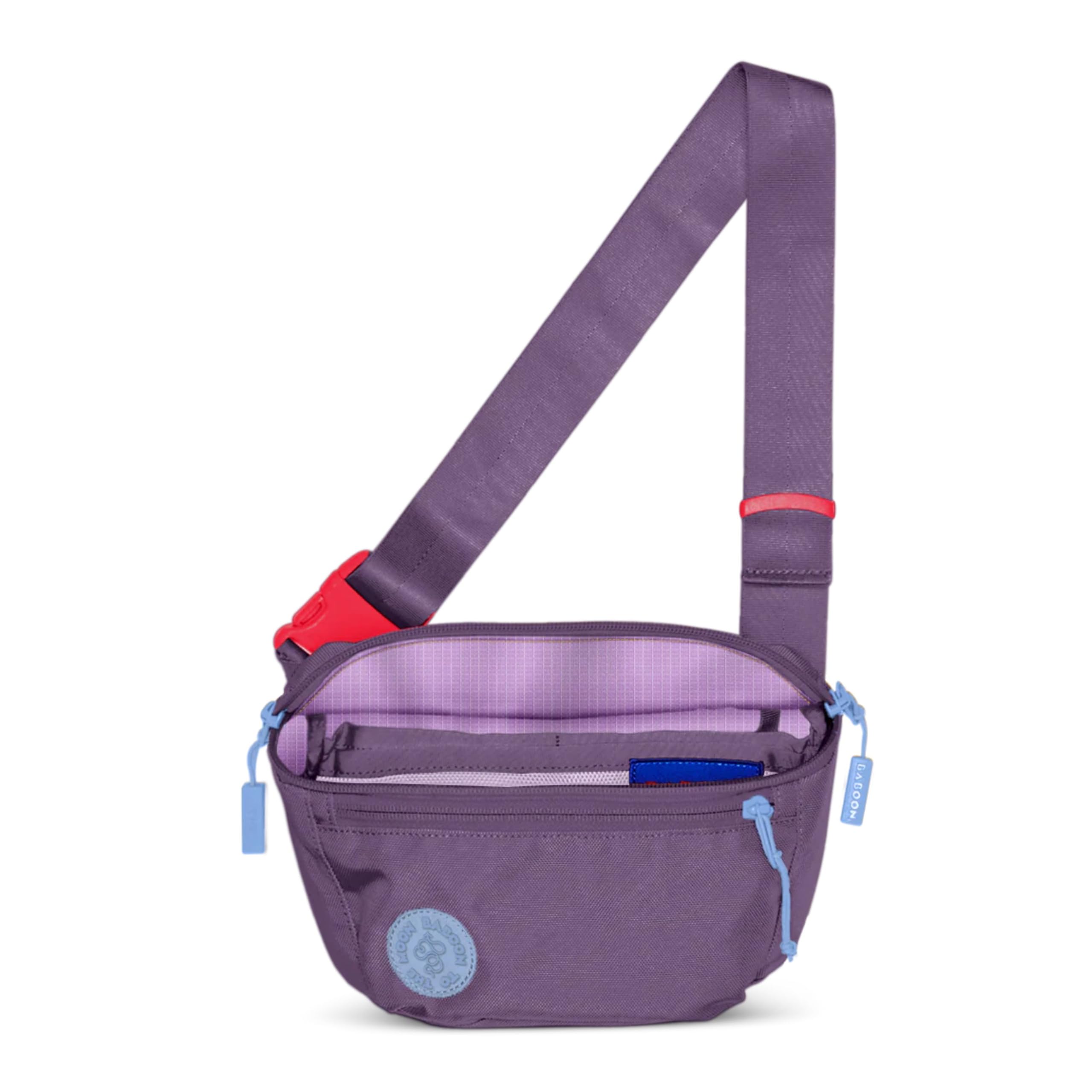 Baboon to the Moon Fanny Pack Full Size 3L Water Repellent Waist Bag Crossbody Belt Bag Lightweight Travel Everyday Bag for Men Women, Plum Mode