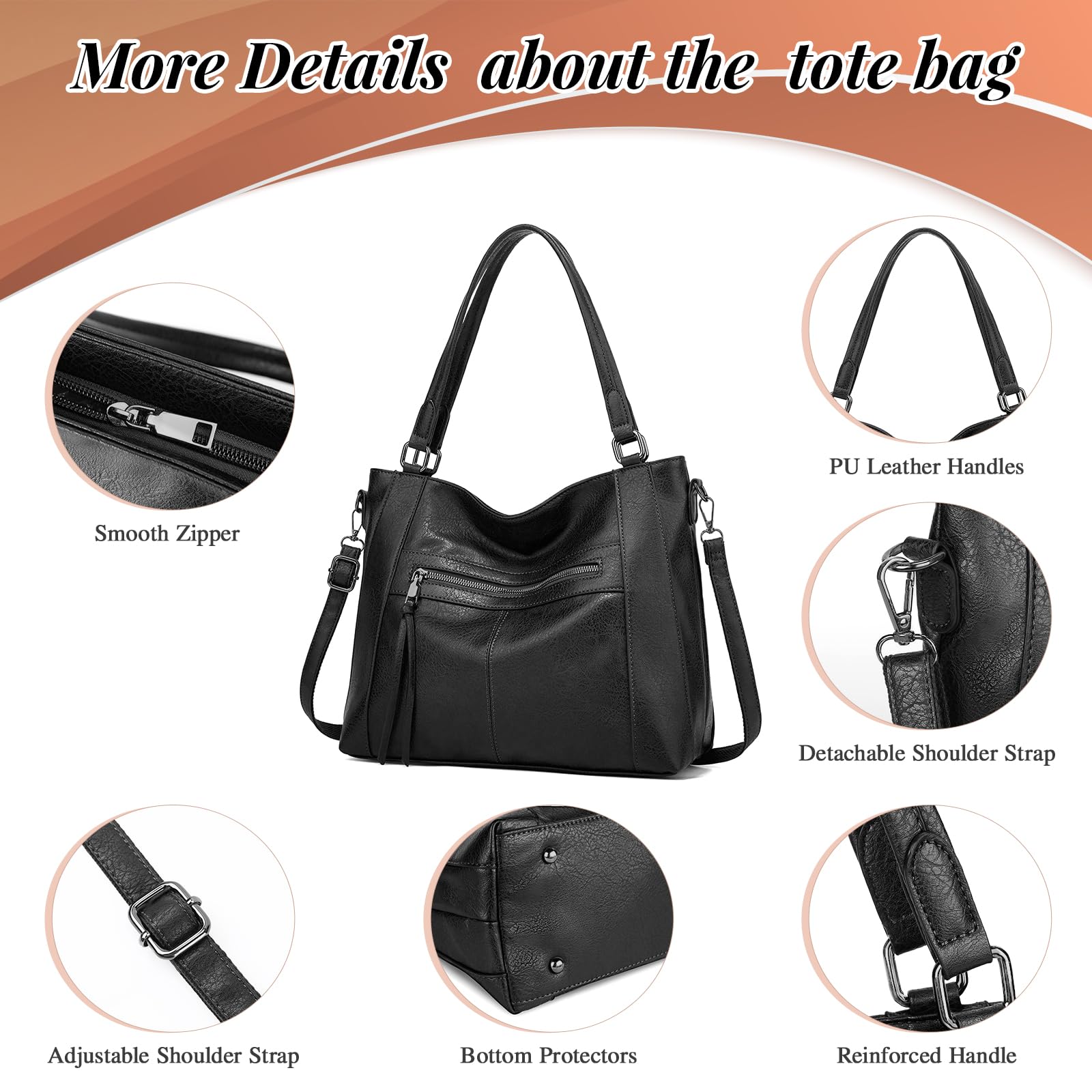 BAIGIO Bolso de Mano para Mujer Bolso de Hombro Bolso Tote de Cuero PU con Gran Capacidad Impermeable Bolsa Cruzada Bolsa de Compras para Compras Viajes Trabajo Oficina Escuela