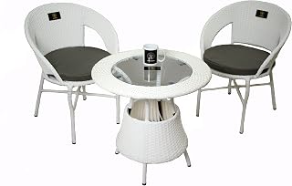 Brookwood - Outdoor Furniture Patio Set - (2 Chair's & 1 Table, with Grey Cushion - White) Price In India