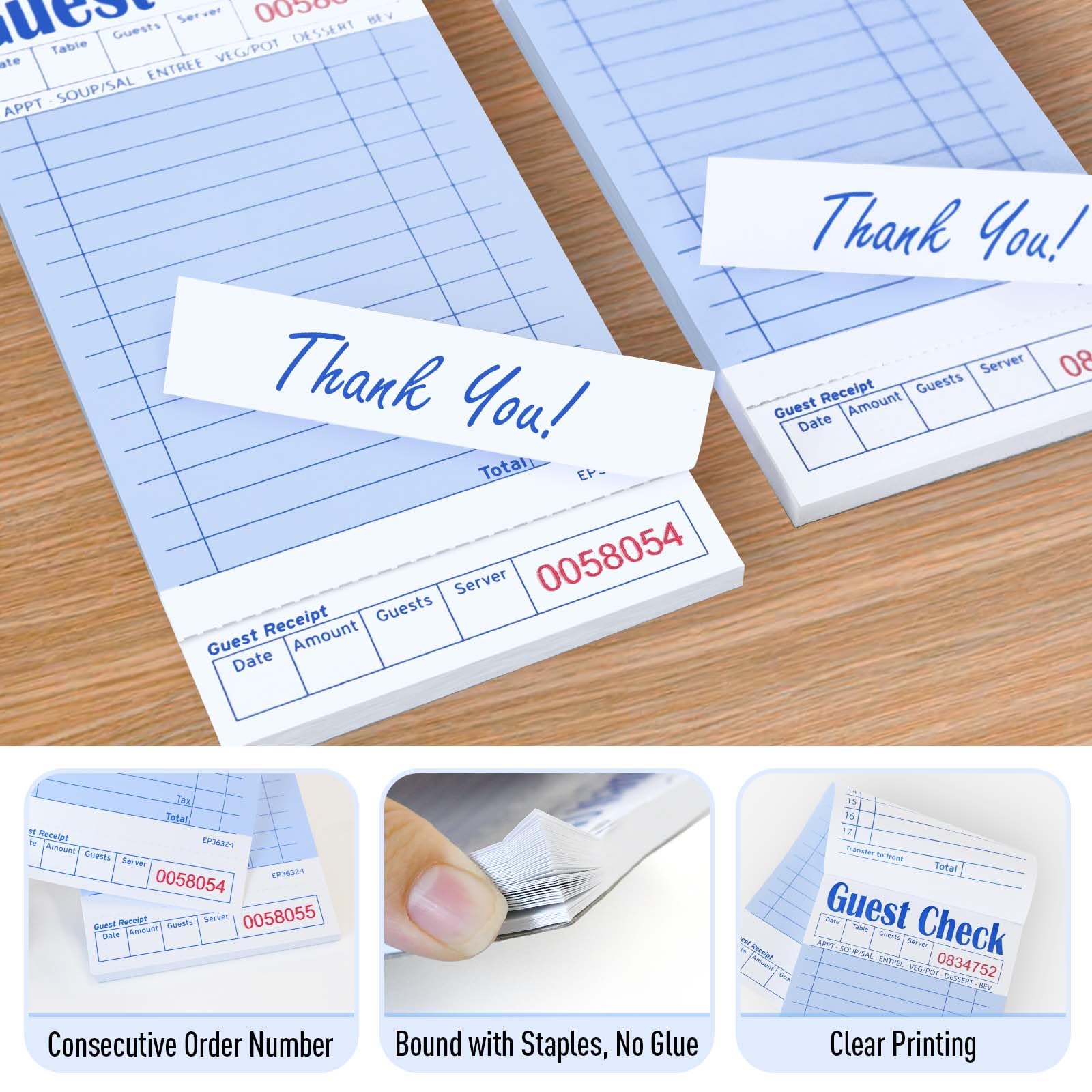 Snapklik.com : DGBDPACK Guest Check Books For Servers, 5 Pack Of EP ...