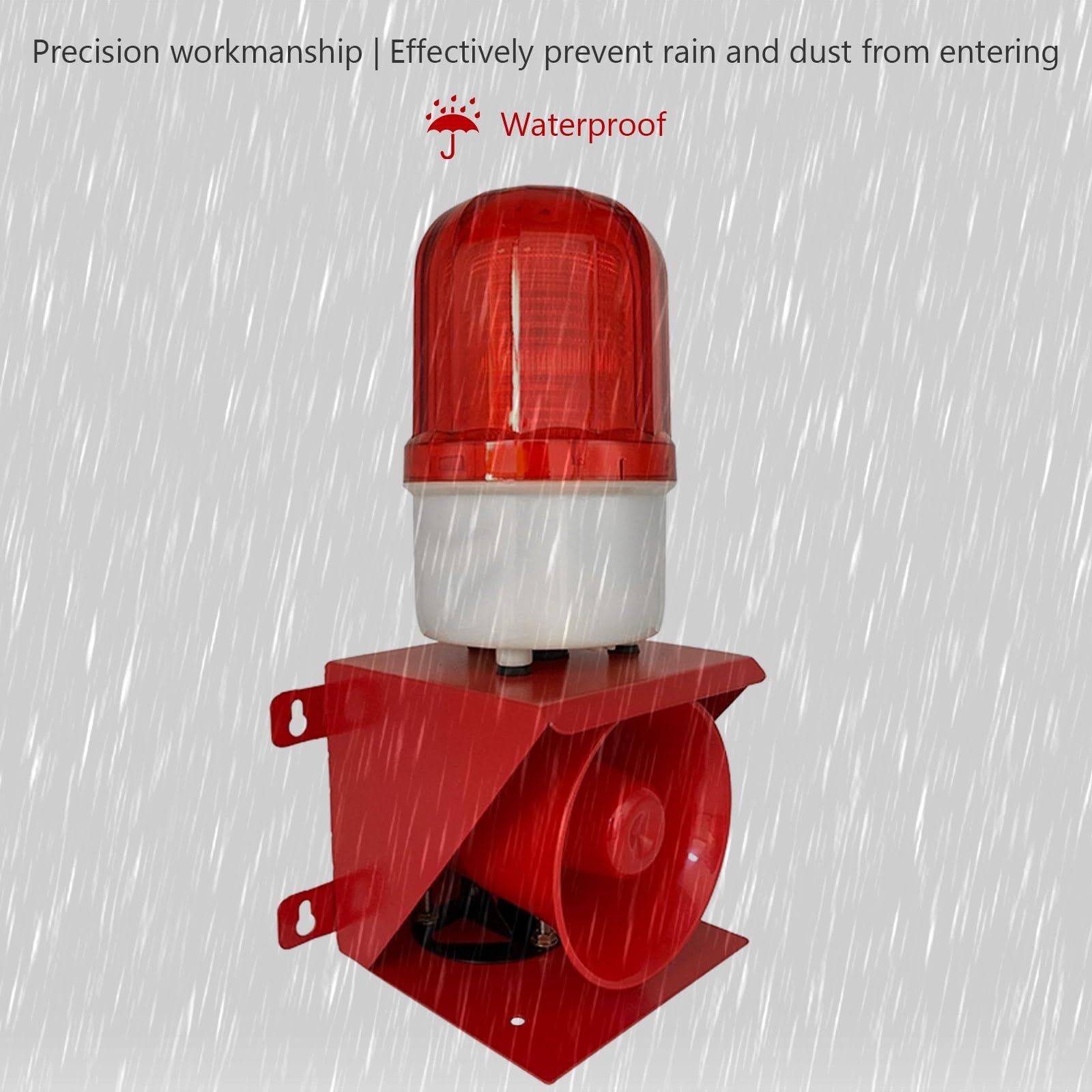 Alarma Industrial con Siren, Luz Estroboscópica de Seguridad LED de Advertencia Siren Policia for Alarma de Emergencia y Seguridad del Hogar, Volumen Ajustable y Cambio de Audio