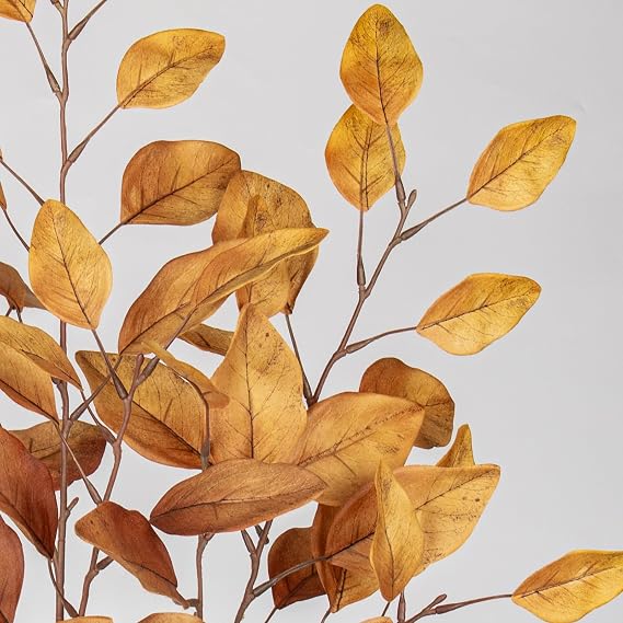 Briful 3-Pack 28.7-Inch Artificial Fall Leaves Stems, Golden Yellow